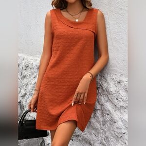 Elegant Women's Full Size Sleeveless Orange Mini Dress
